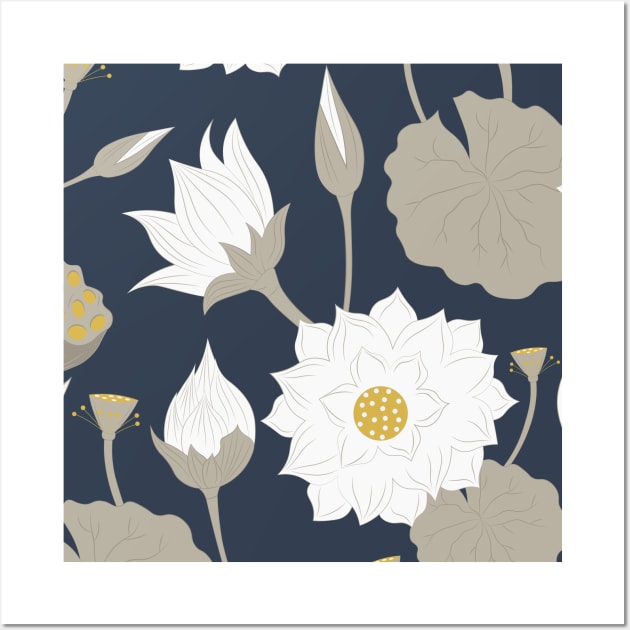 Luxury White Lotus Wall Art by novaya